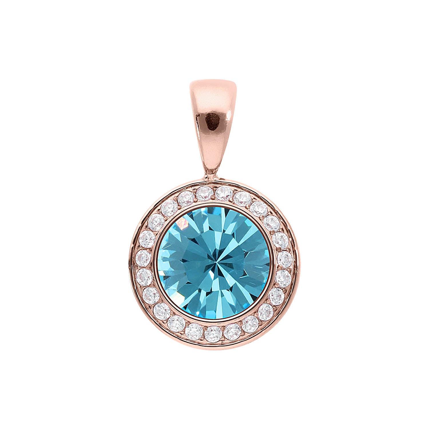 Tondo Deluxe Pendant 0.51" - Rose Gold aquamarine