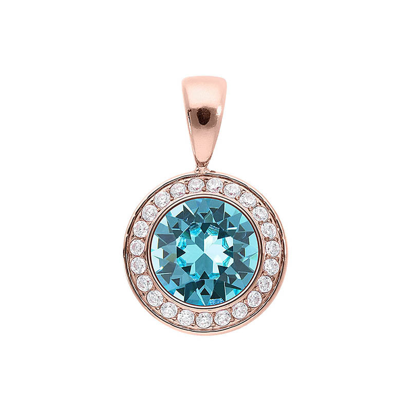 Tondo Deluxe Pendant 0.51" - Rose Gold Light Turquoise