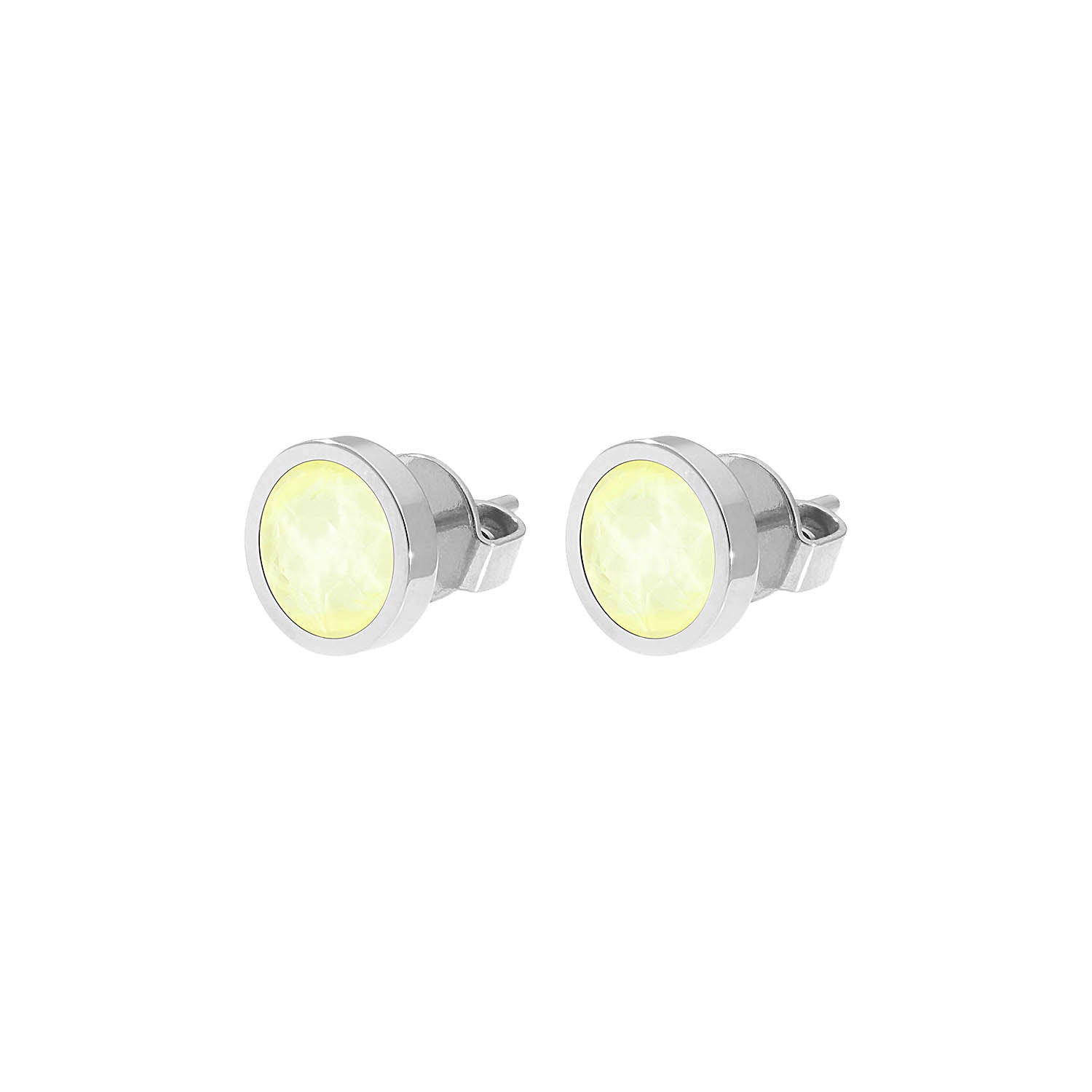 Canino Stud Earring 0.35" - Silver crystal soft yellow ignite