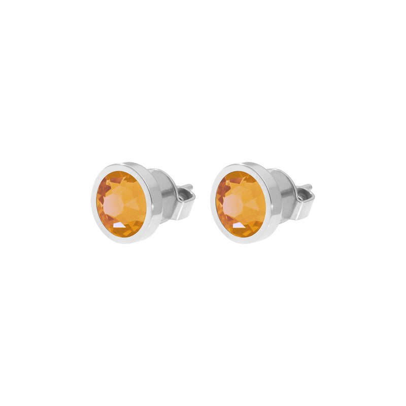 Canino Stud Earring 0.35" - Silver Crystal Mango Ignite