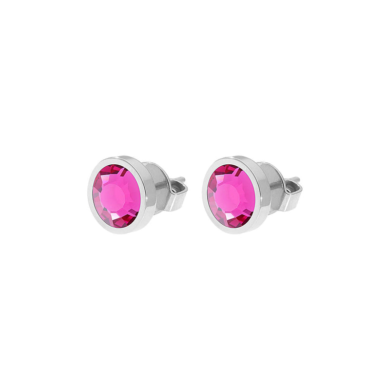 Canino Stud Earring 0.35" - Silver fuchsia