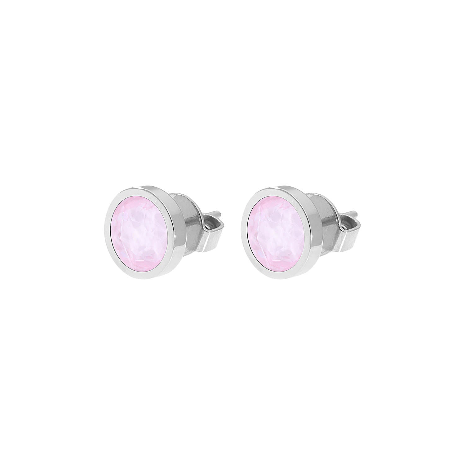 Canino Stud Earring 0.35" - Silver crystal soft rose ignite