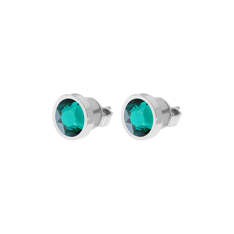 Canino Stud Earring 0.35" - Silver emerald