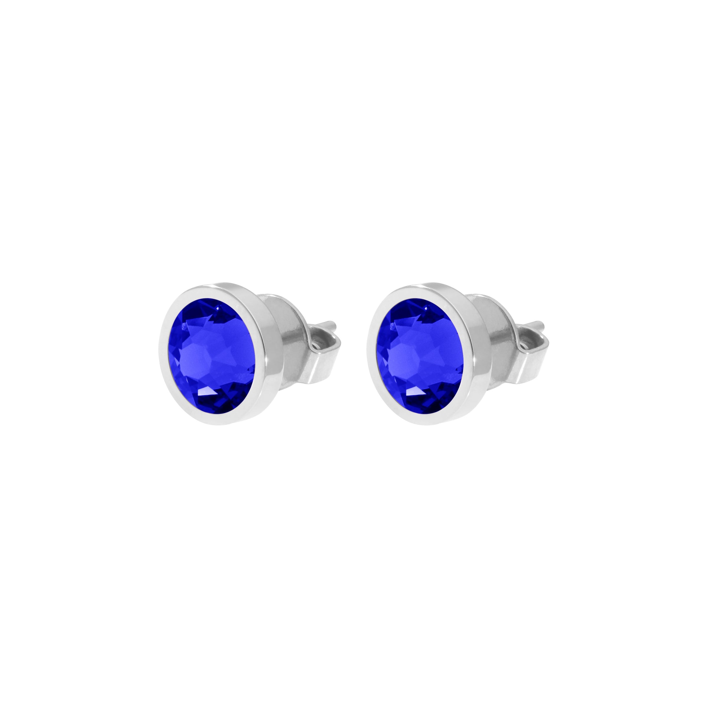 Canino Stud Earring 0.35" - Silver ReCreated Dark Sapphire