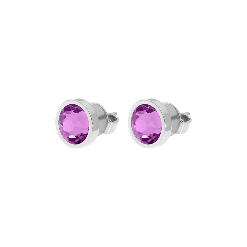 Canino Stud Earring 0.35" - Silver Crystal Orchid Ignite
