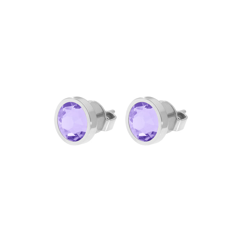 Canino Stud Earring 0.35" - Silver Crystal Purple Ignite