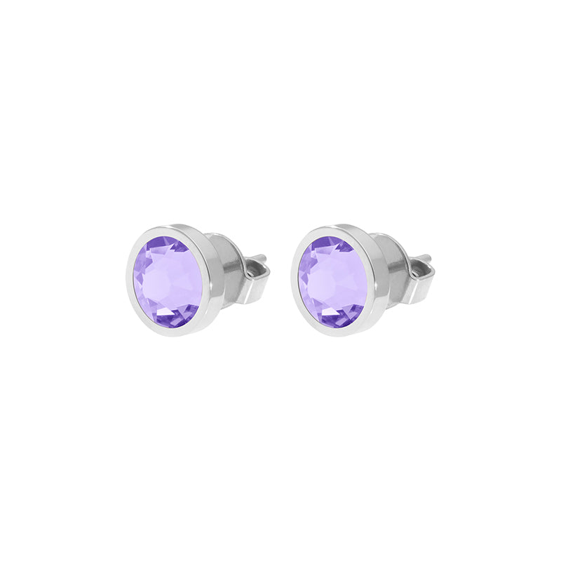 Canino Stud Earring 0.35" - Silver Crystal Purple Ignite
