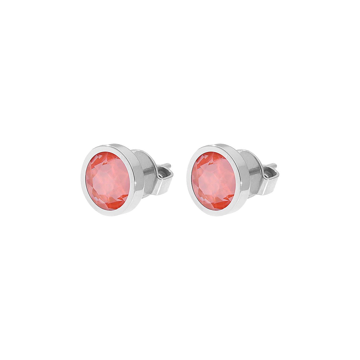 Canino Stud Earring 0.35" - Silver crystal maroon ignite