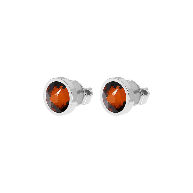 Canino Stud Earring 0.35" - Silver smoked amber