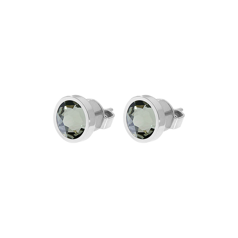 Canino Stud Earring 0.35" - Silver black diamond