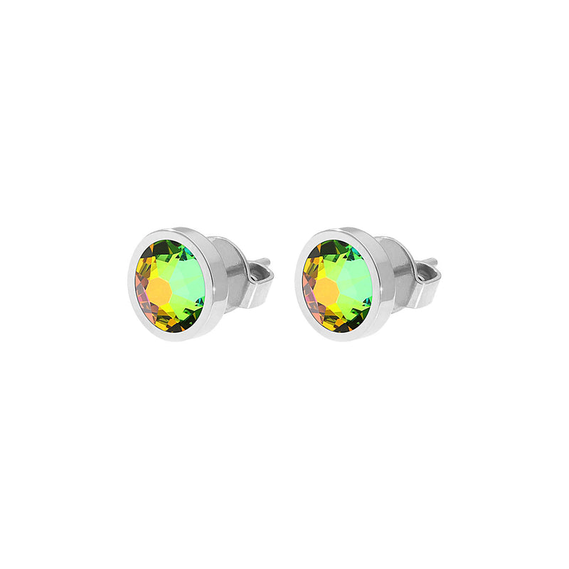 Canino Stud Earring 0.35" - Silver Crystal Vitrail Medium