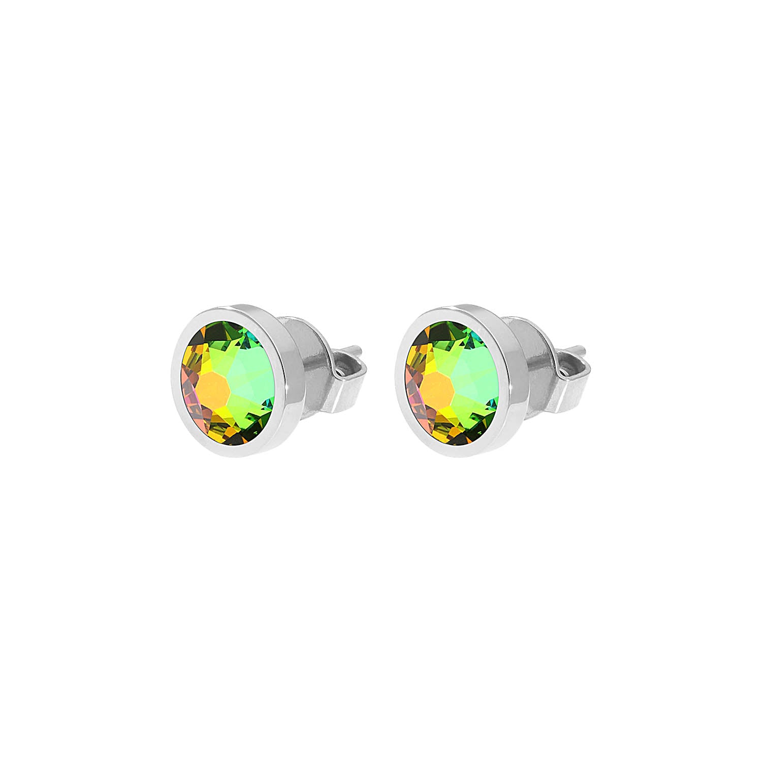 Canino Stud Earring 0.35" - Silver Crystal Vitrail Medium