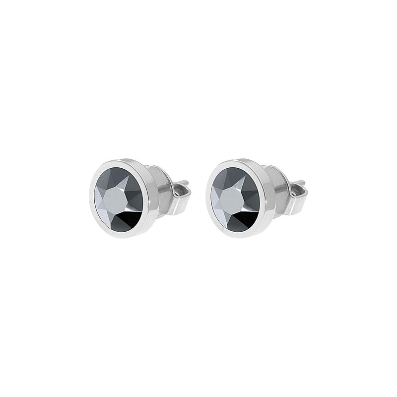 Canino Stud Earring 0.35" - Silver jet hematite