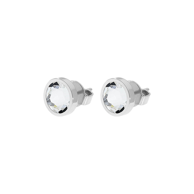 Canino Stud Earring 0.35" - Silver crystal