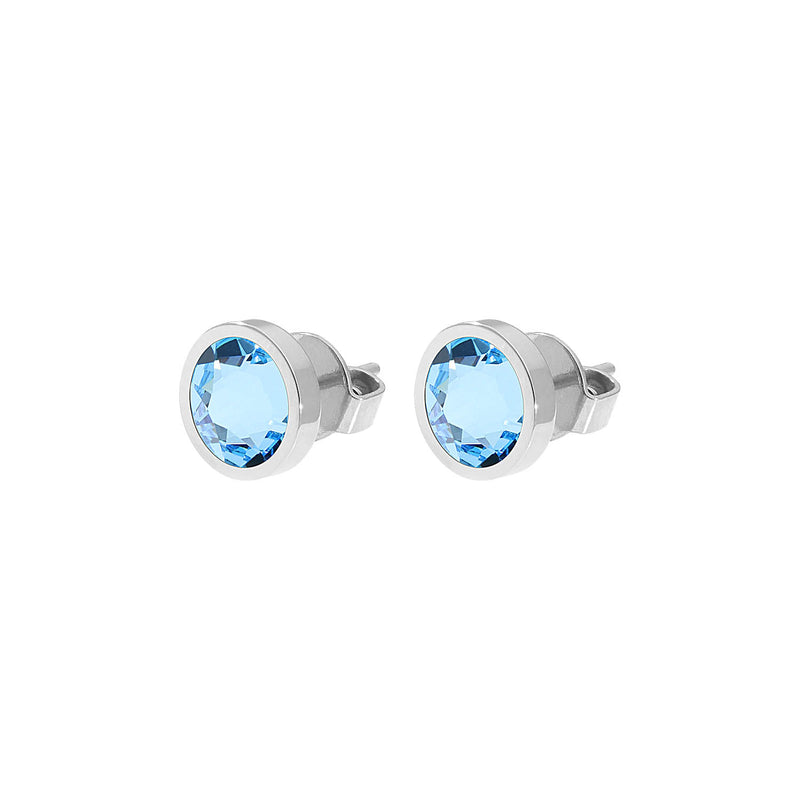 Canino Stud Earring 0.35" - Silver aquamarine