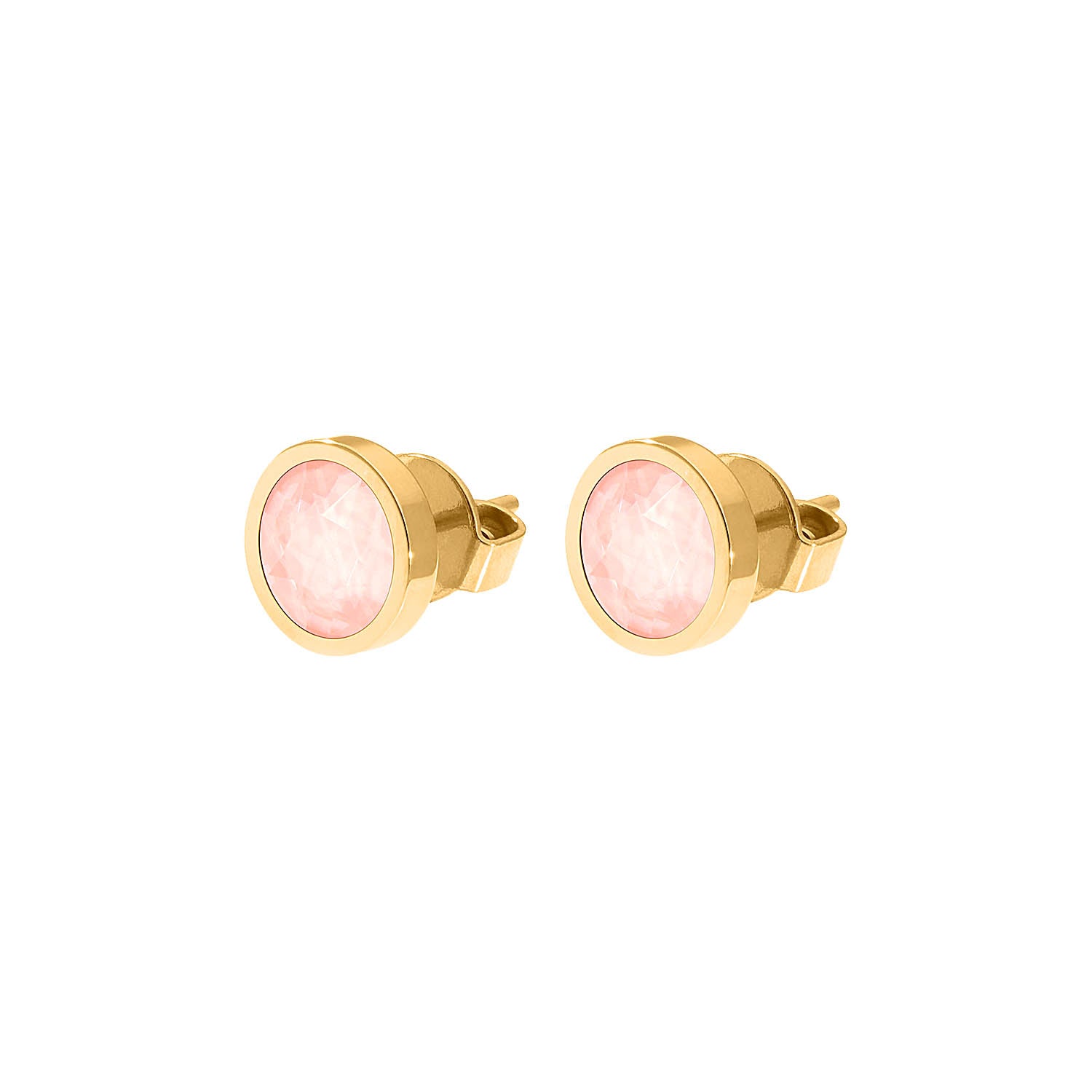 Canino Stud Earring 0.35" - Gold Crystal Flamingo Ignite