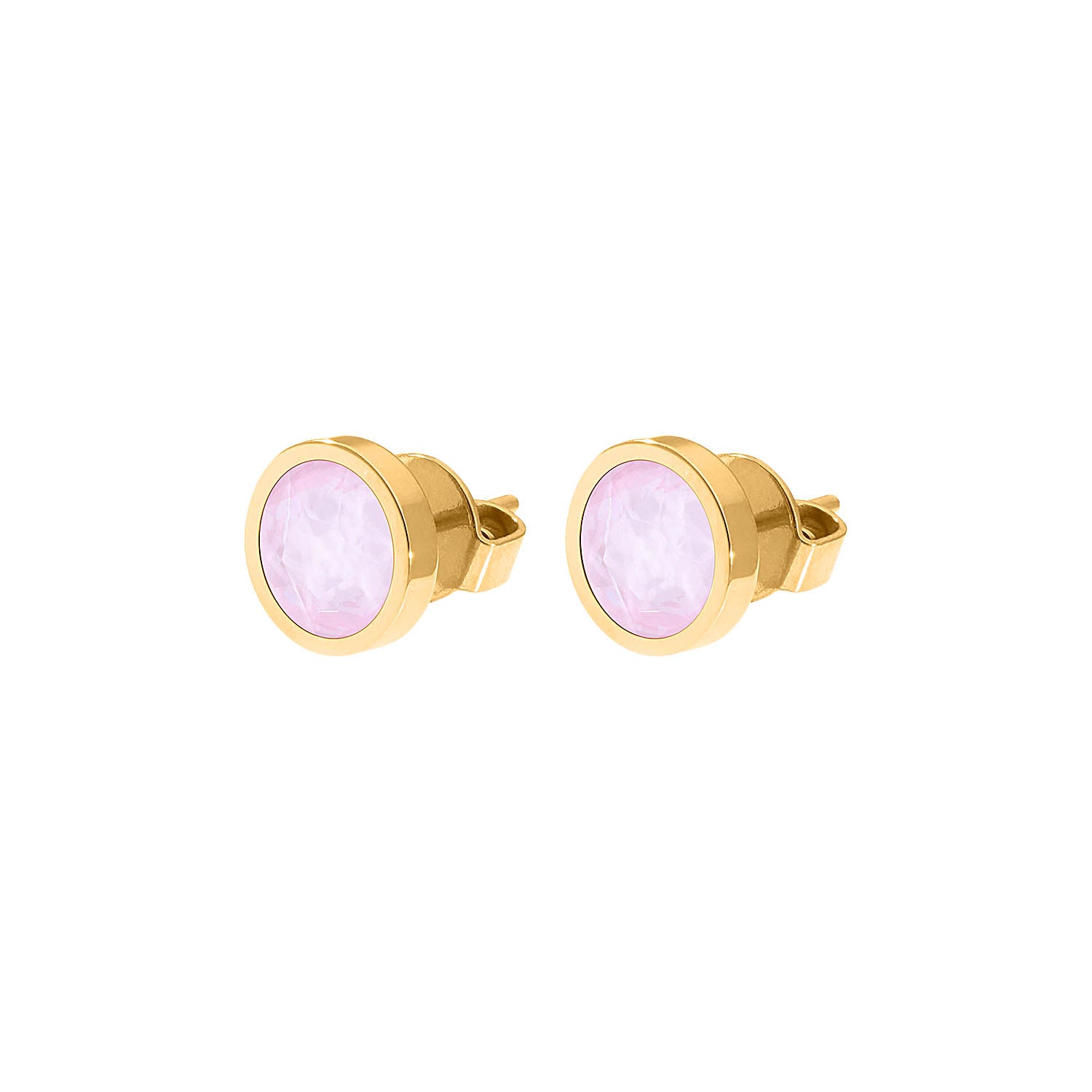 Canino Stud Earring 0.35" - Gold crystal soft rose ignite