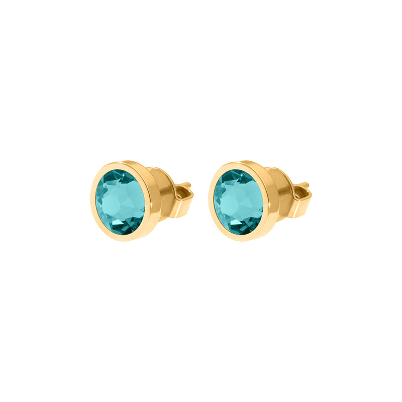 Canino Stud Earring 0.35" - Gold Crystal Pine Green Ignite
