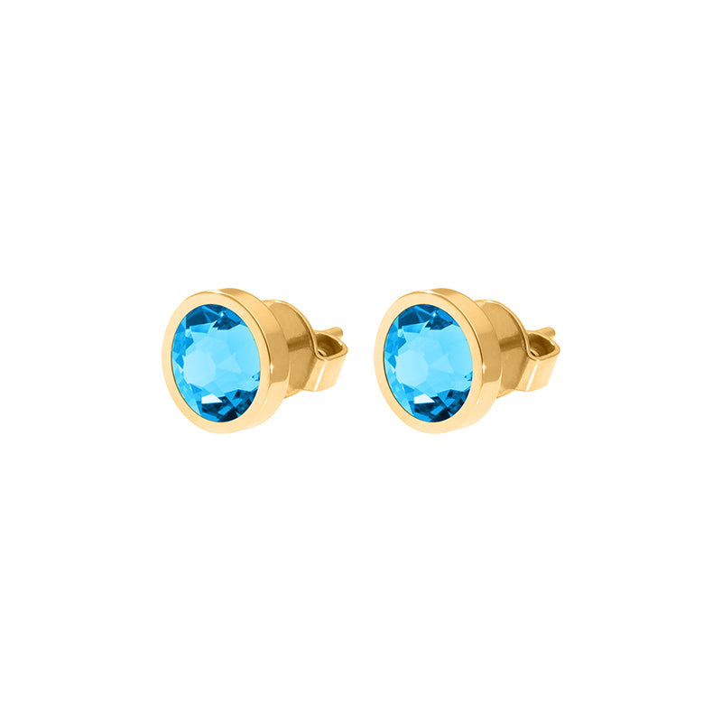 Canino Stud Earring 0.35" - Gold Crystal Electric Blue Ignite
