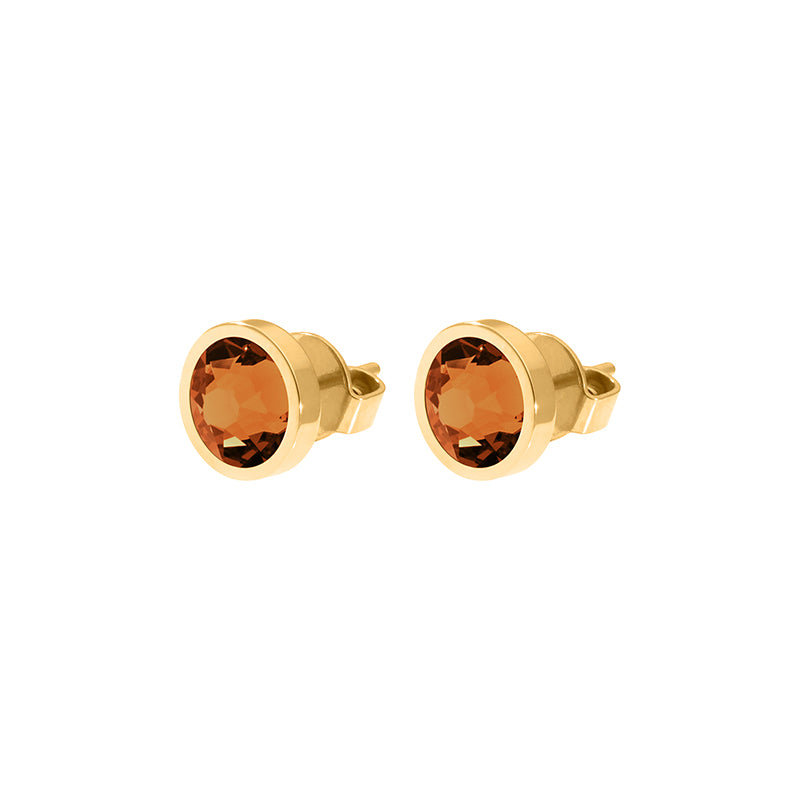 Canino Stud Earring 0.35" - Gold Smoked Topaz