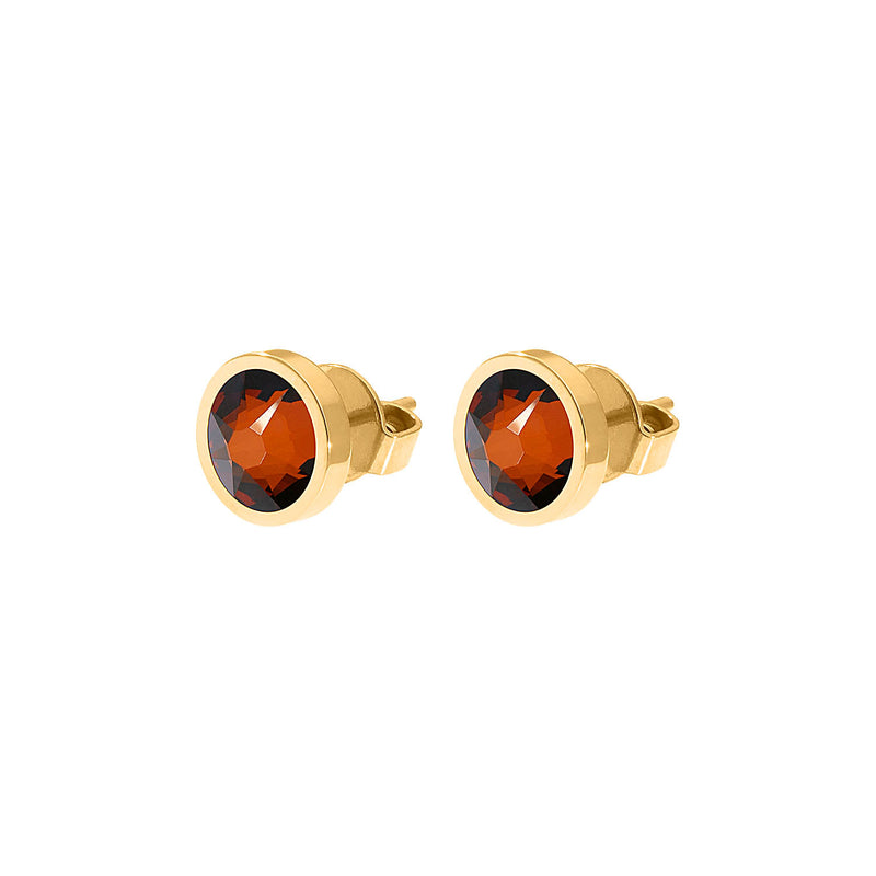 Canino Stud Earring 0.35" - Gold smoked amber
