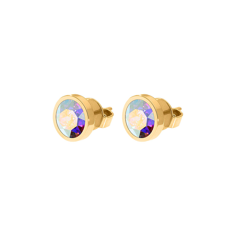 Canino Stud Earring 0.35" - Gold crystal aurora boreale