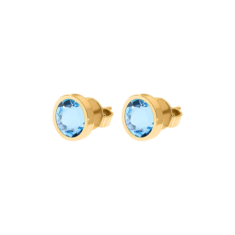 Canino Stud Earring 0.35" - Gold aquamarine