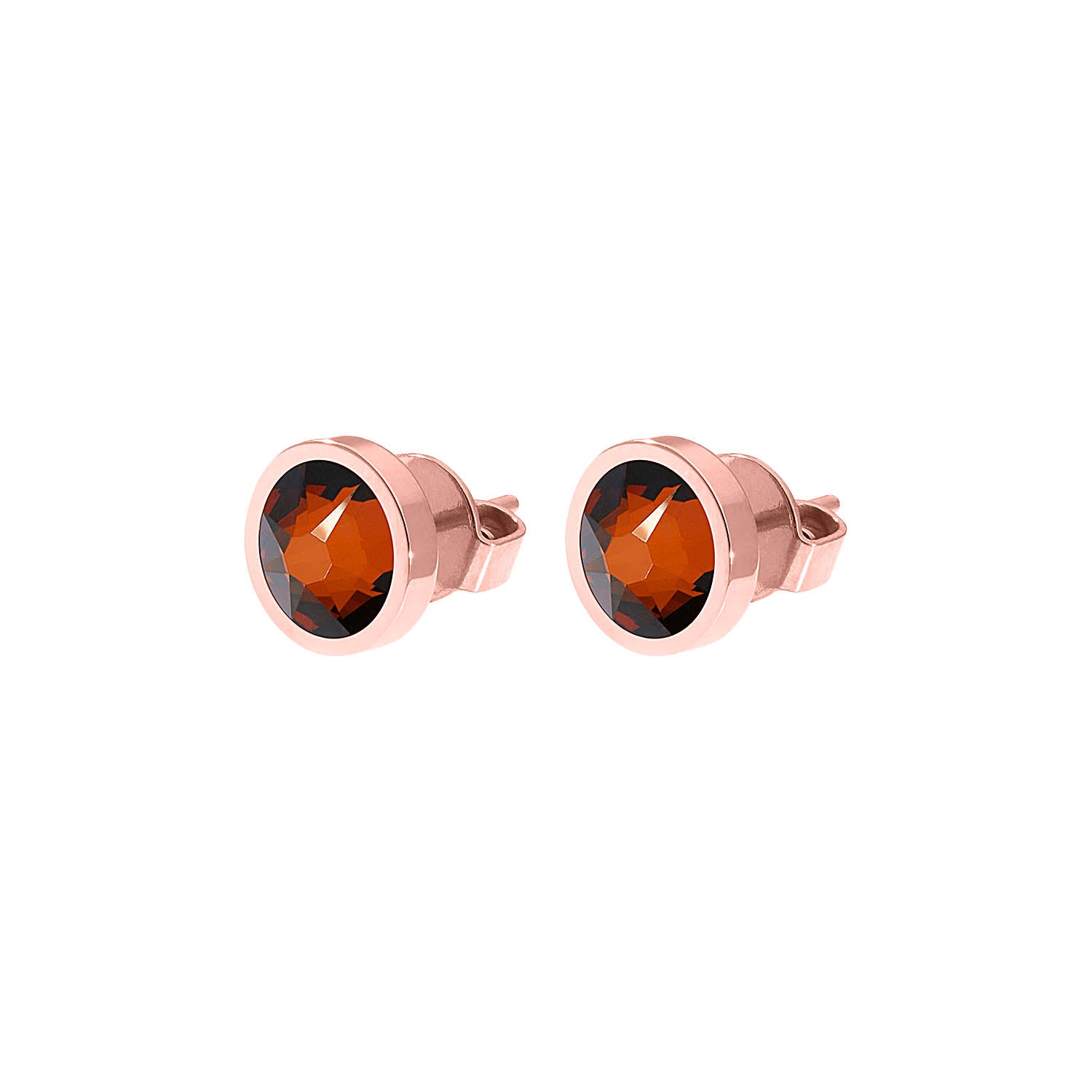 Canino Stud Earring 0.35" - Rose Gold smoked amber