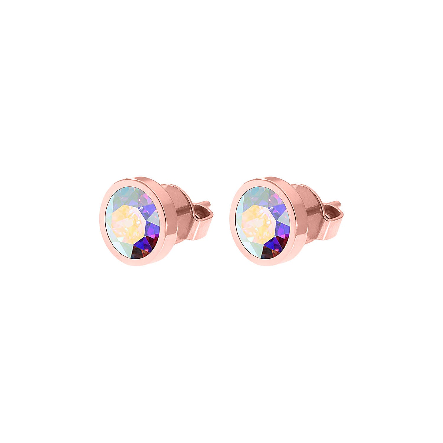 Canino Stud Earring 0.35" - Rose Gold crystal aurora boreale