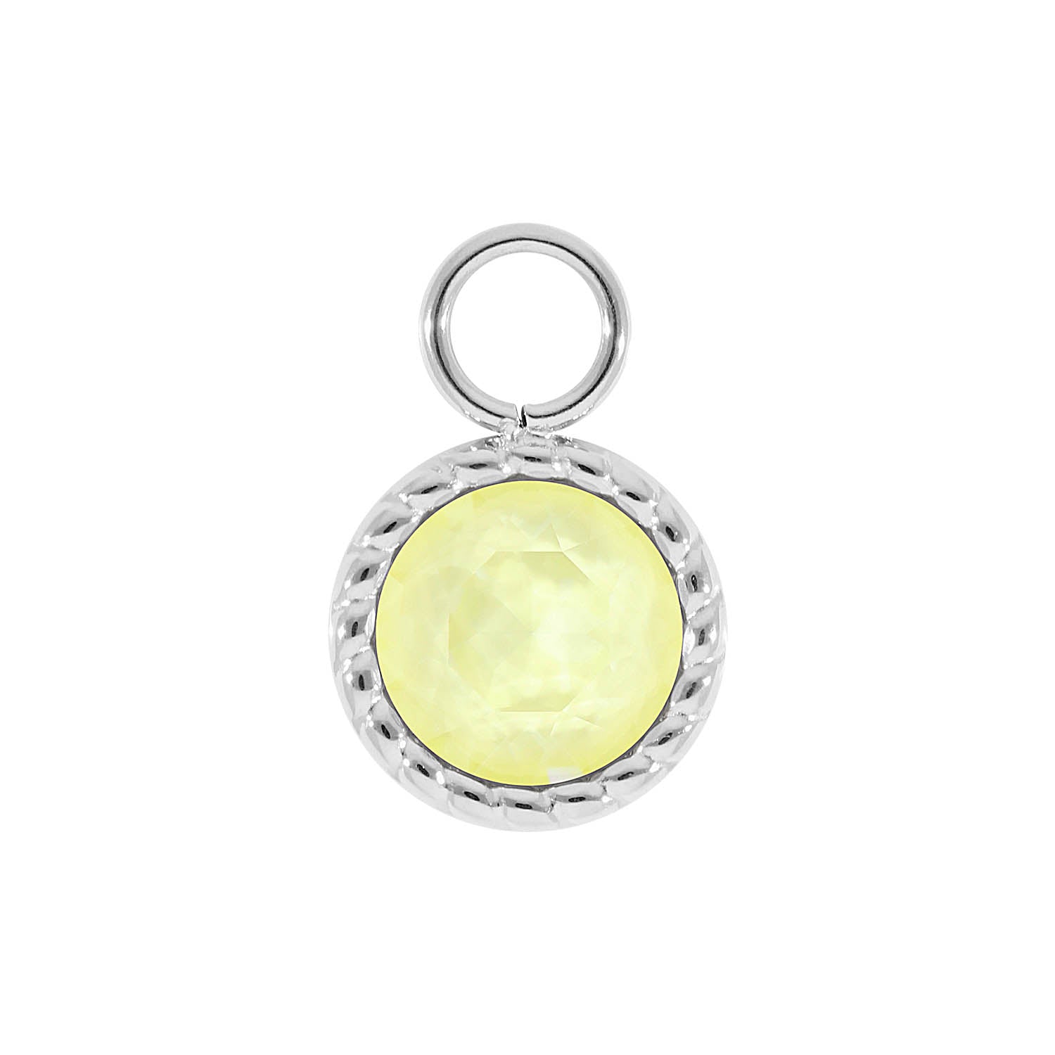 Bocconi Charm 0.43" - Silver crystal soft yellow ignite