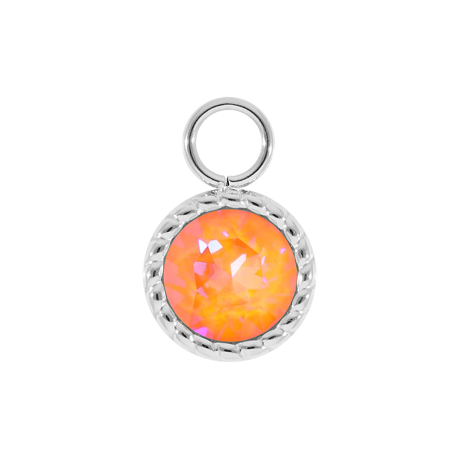 Bocconi Charm 0.43" - Silver crystal orange glow delite