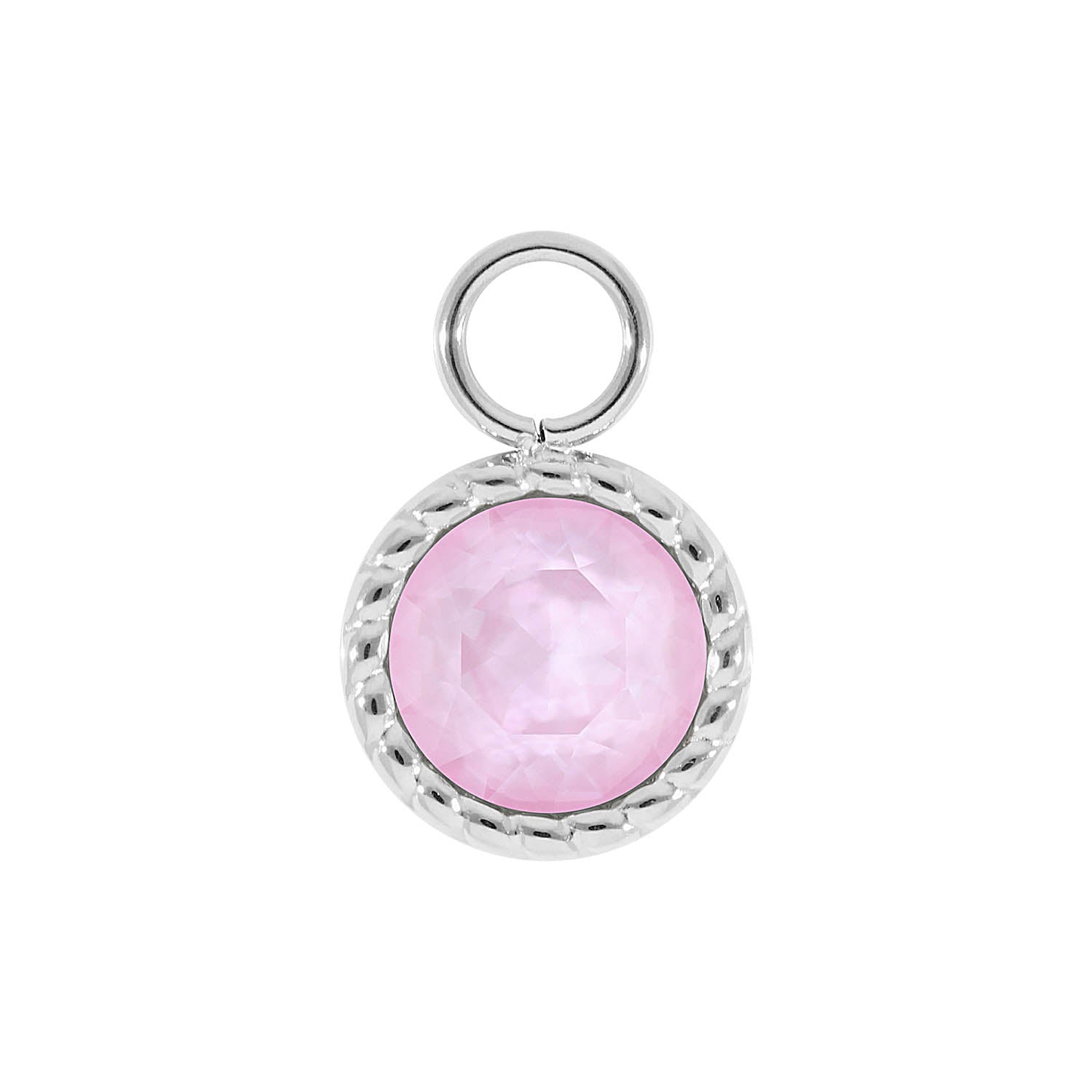 Bocconi Charm 0.43" - Silver crystal soft rose ignite
