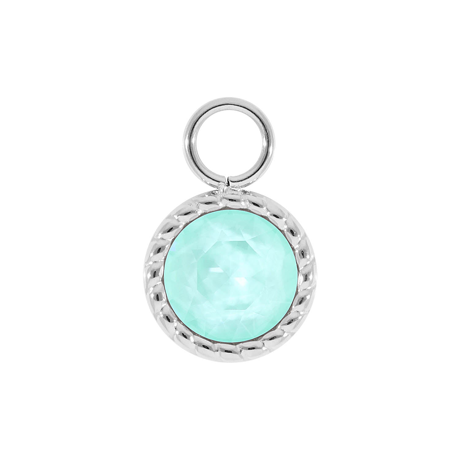 Bocconi Charm 0.43" - Silver crystal soft mint ignite