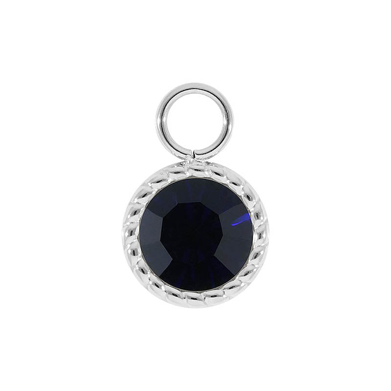 Bocconi Charm 0.43" - Silver Dark Indigo