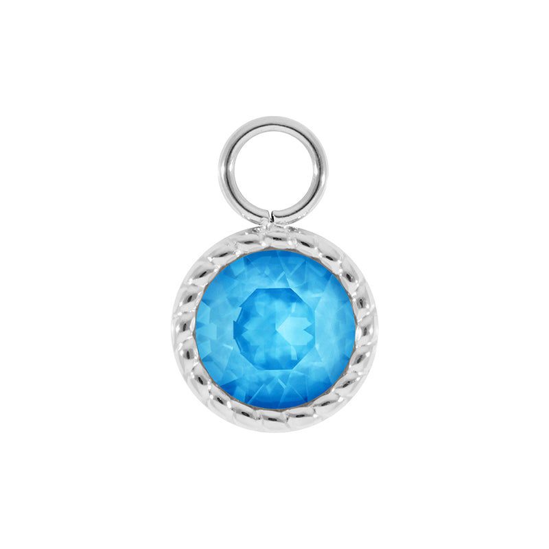 Bocconi Charm 0.43" - Silver Crystal Electric Blue Ignite