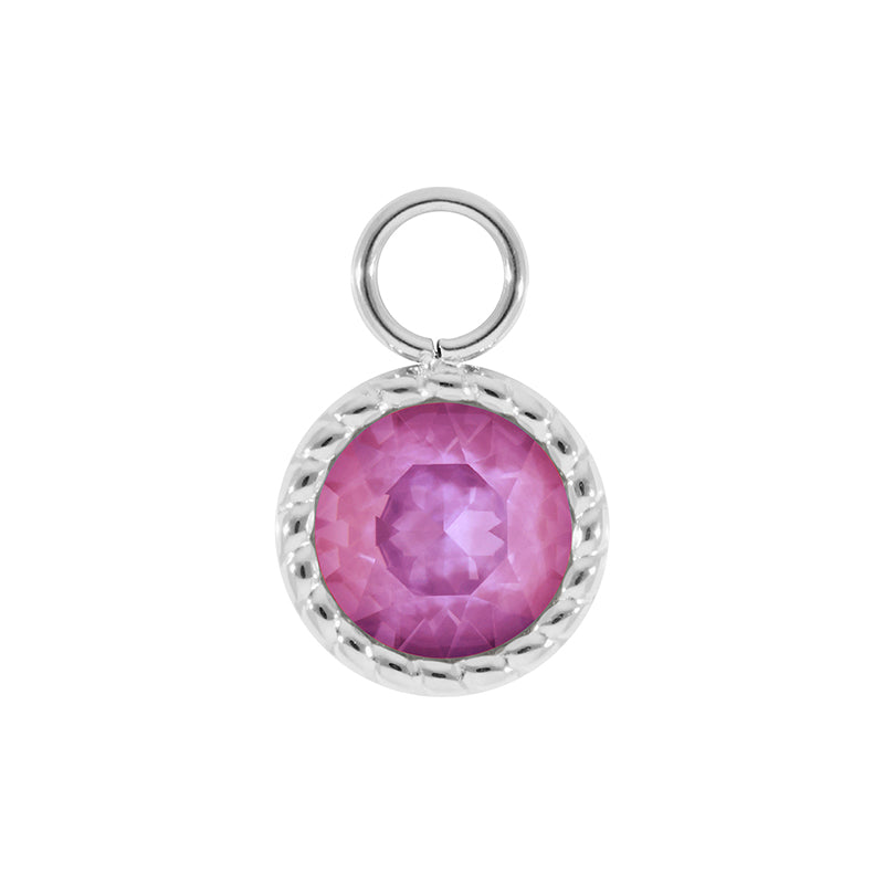 Bocconi Charm 0.43" - Silver Crystal Orchid Ignite