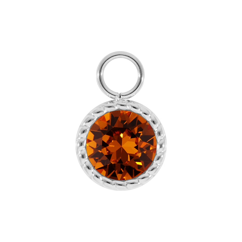 Bocconi Charm 0.43" - Silver Smoked Topaz