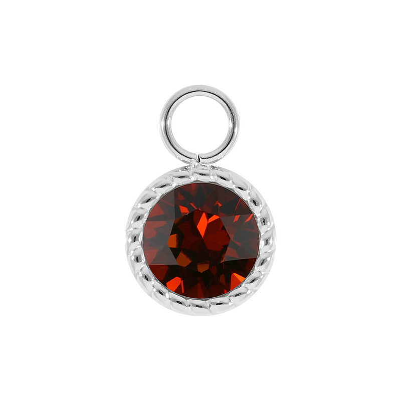 Bocconi Charm 0.43" - Silver smoked amber