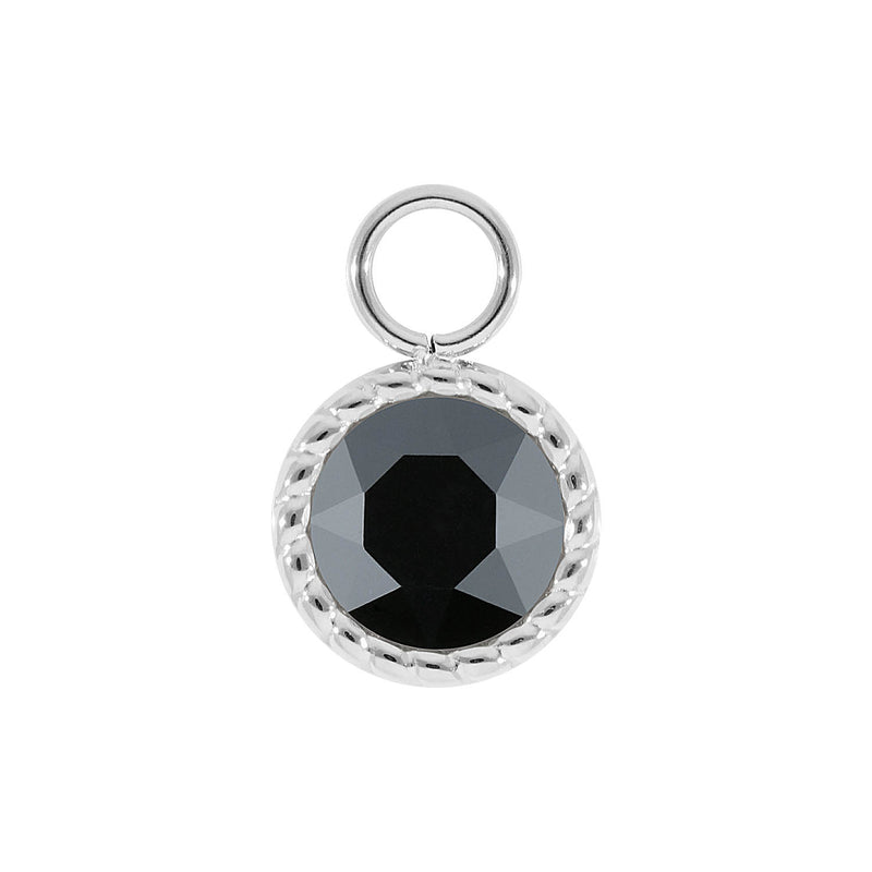 Bocconi Charm 0.43" - Silver jet hematite