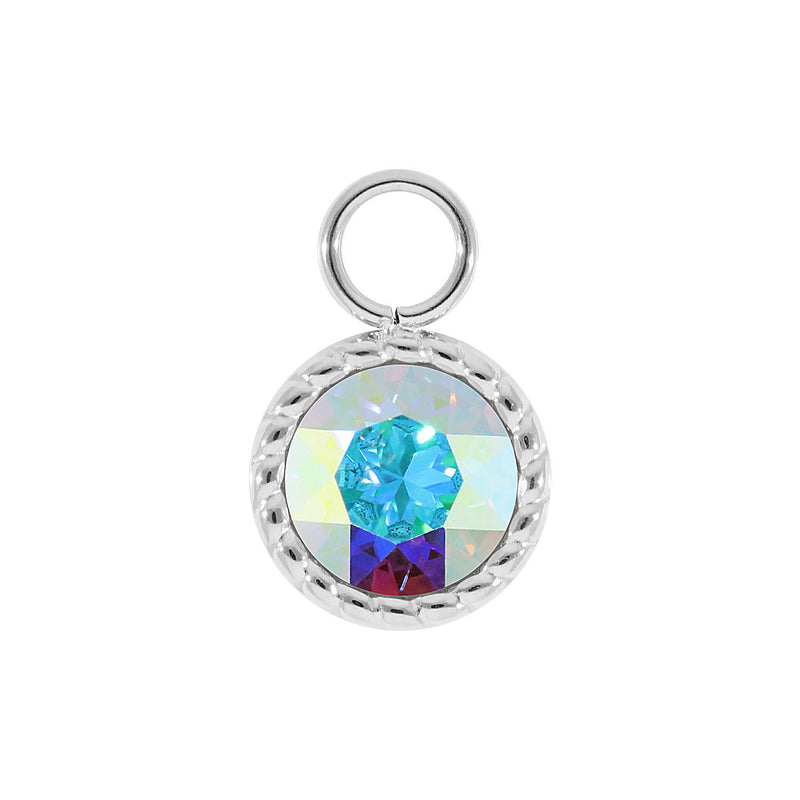 Bocconi Charm 0.43" - Silver crystal aurora boreale