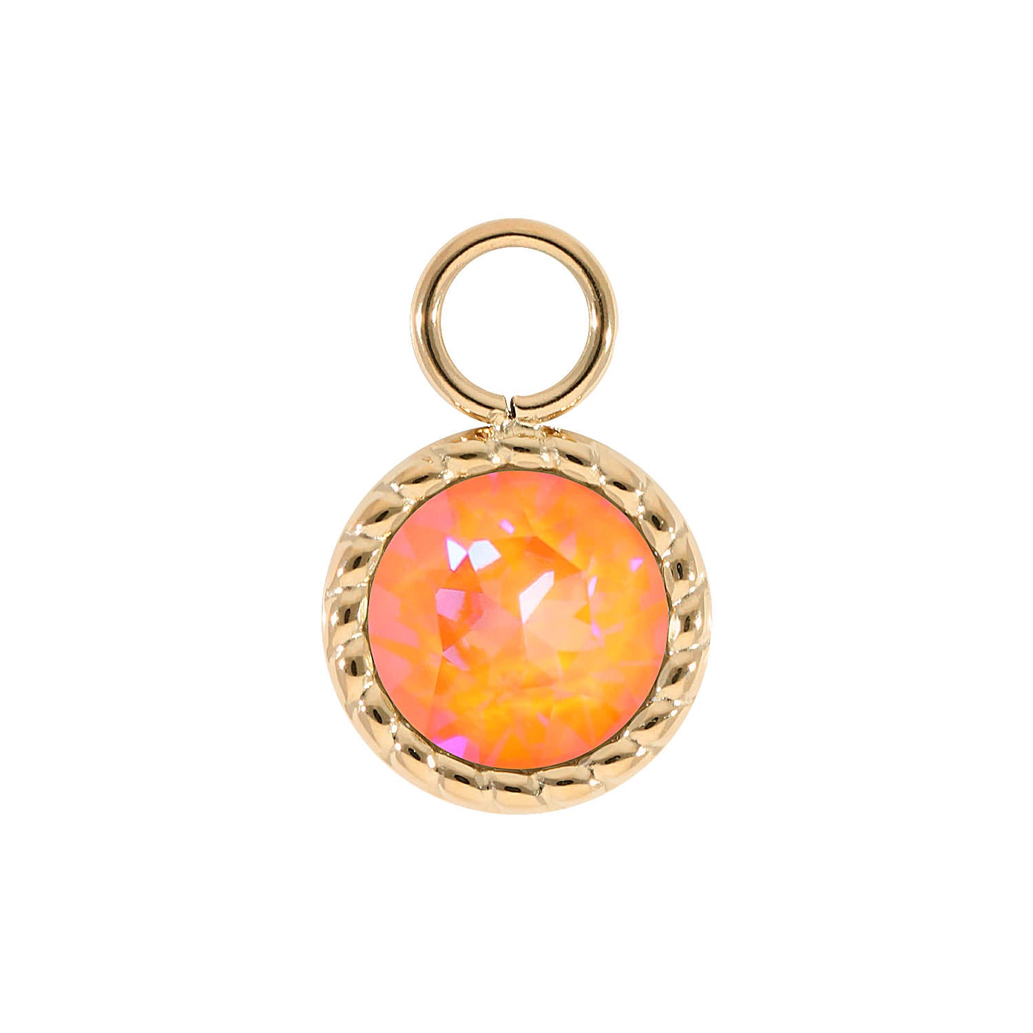 Bocconi Charm 0.43" - Gold crystal orange glow delite