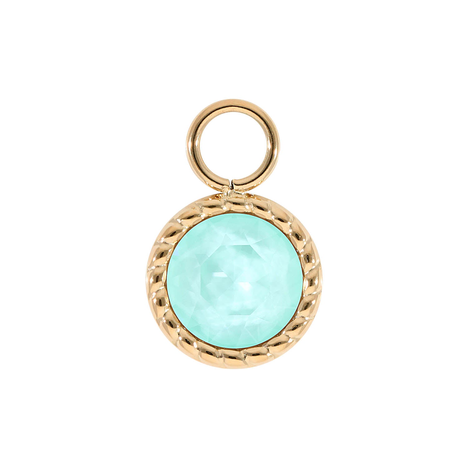 Bocconi Charm 0.43" - Gold crystal soft mint ignite