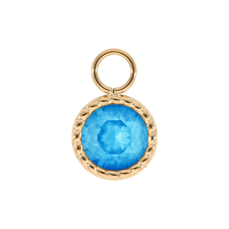 Bocconi Charm 0.43" - Gold Crystal Electric Blue Ignite
