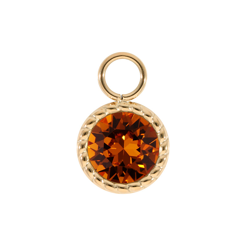 Bocconi Charm 0.43" - Gold Smoked Topaz