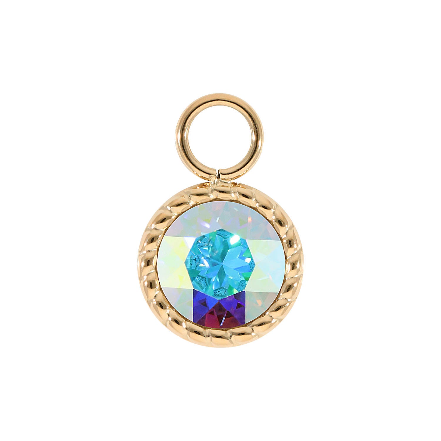 Bocconi Charm 0.43" - Gold crystal aurora boreale