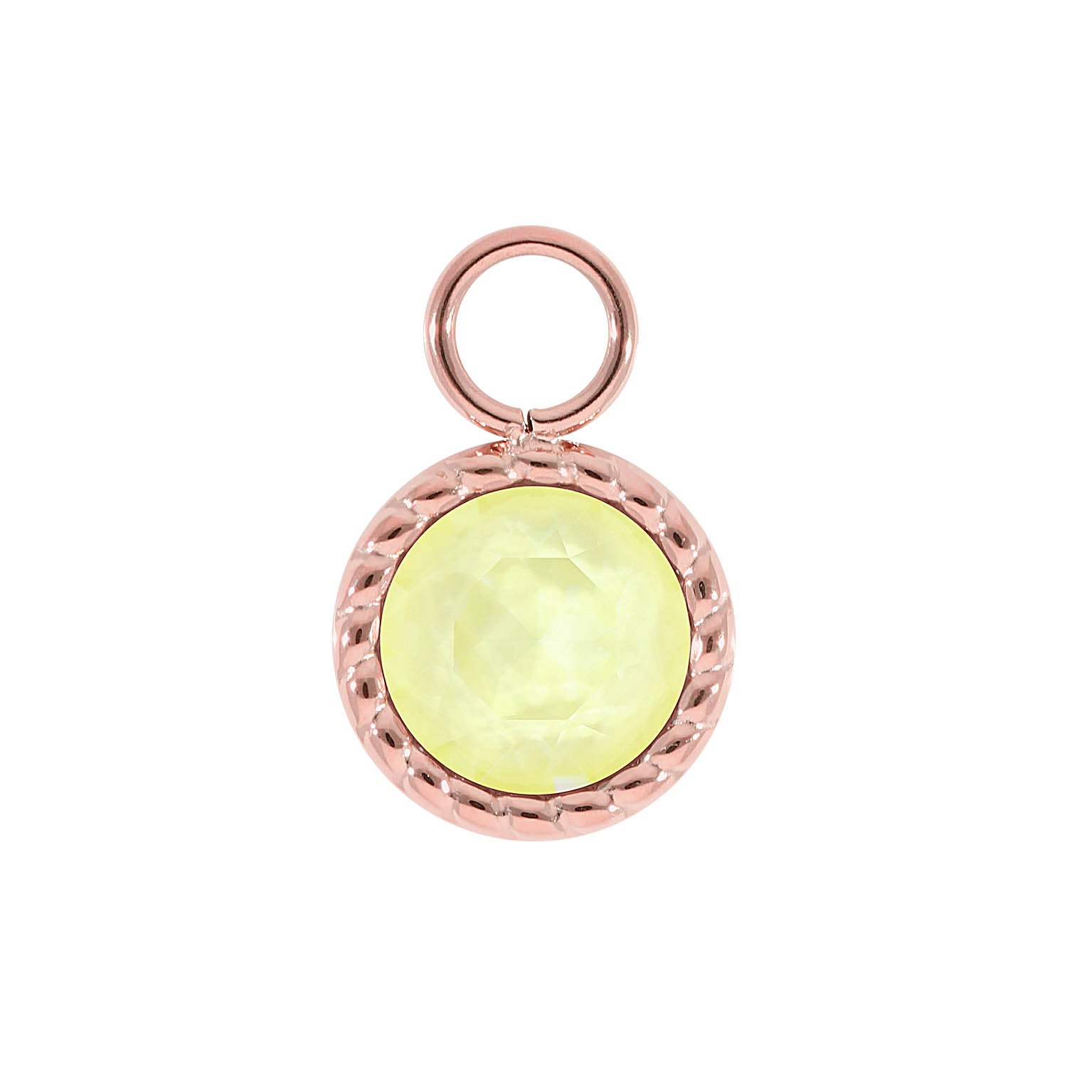 Bocconi Charm 0.43" - Rose Gold crystal soft yellow ignite