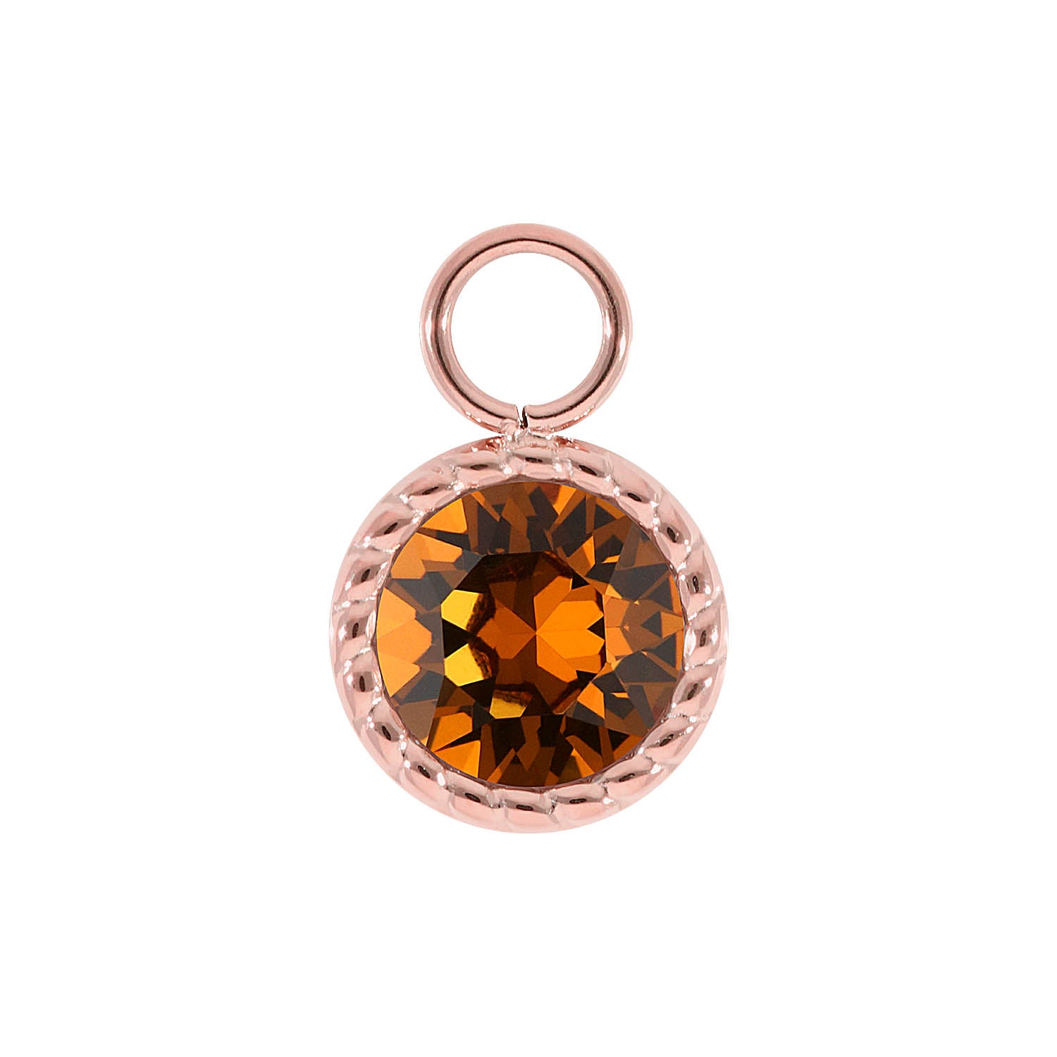 Bocconi Charm 0.43" - Rose Gold light amber