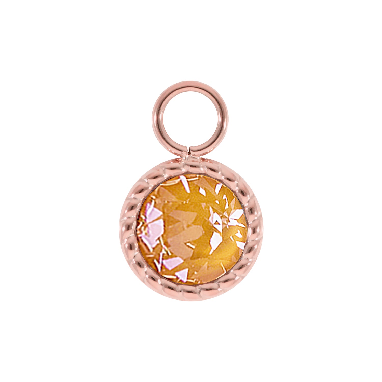 Bocconi Charm 0.43" - Rose Gold Crystal Mango Ignite