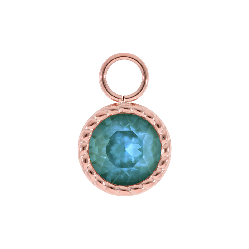 Bocconi Charm 0.43" - Rose Gold Crystal Pine Green Ignite