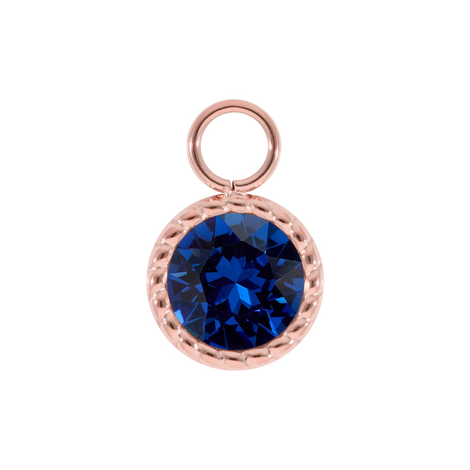 Bocconi Charm 0.43" - Rose Gold ReCreated Dark Sapphire